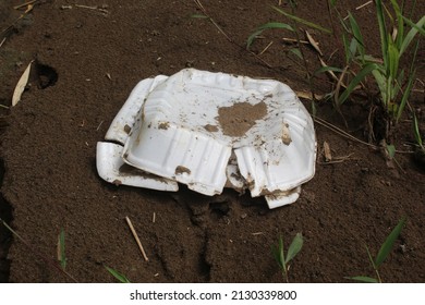 this is white styrofoam waste above ground