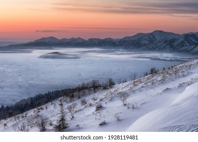 This Is A Winter Daybreak Scenry At Bihoro Mountain Pass In Hokkaido Prefecture, Japan.

How About Using This Image To A Background Of A Calendar, A Poster Or A Travel Pamphlet.
