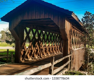 This Is A Wooden Covered Bridge In Municipal Park, Opelika, AL