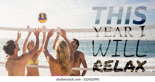 this year i will relax against friends playing beach volleyball