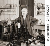 Thomas A. Edison (1847-1931), in his West Orange, New Jersey, laboratory, ca. 1901.