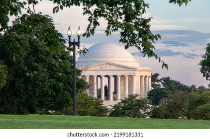 Thomas Jefferson Memorial At Dusk, With The Silhouette Of The Thomas Jefferson Statue Inside - Washington, DC (USA)