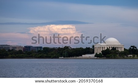 The Thomas Jefferson Memorial in Washington, D C , the United States at sunset