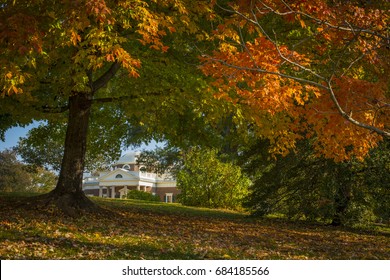 Thomas Jefferson Monticello Home In Beautiful Fall Autumn Colors Historic