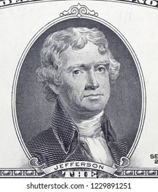 Thomas Jefferson Portrait On Dollar Bill Stock Photo 1229891251 