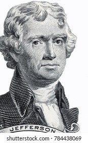 Thomas Jefferson Portrait On A White Background 
