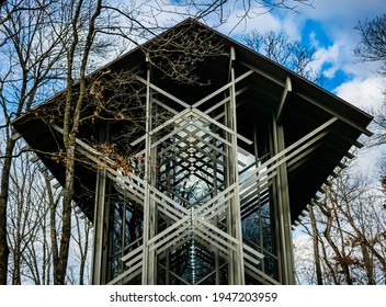 Thorncrown Chapel Reflecting Dramatic Sky