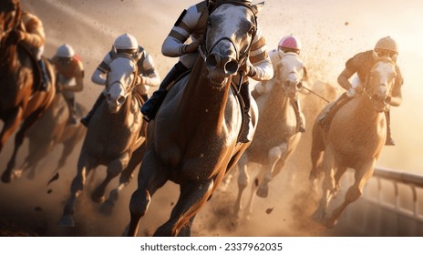 Thoroughbred horses racing in a race