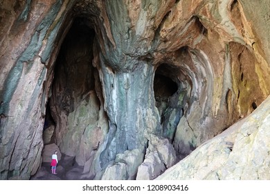 Thors Cave, High In A Limestone Outcrop Above The Manifold Valley.