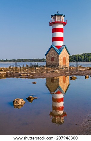 Though not a functional aid to navigation, the Grafton, Illinois Lighthouse stands to commemorate the Great Flood of 1993 which nearly washed away the small Mississippi River town.