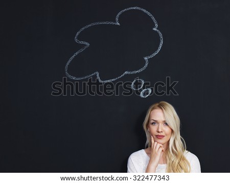 Thought bubble blackboard / chalkboard. Thought bubble drawing with chalk on black chalkboard