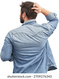 Thoughtful businessman brainstorming a solution to a problem.