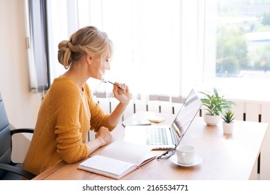 Thoughtful Caucasian Business Woman Looking Away Thinking About Solving Problem At Work Worried Serious Young Woman Making Difficult Decisions Lost In Thought In Modern Office