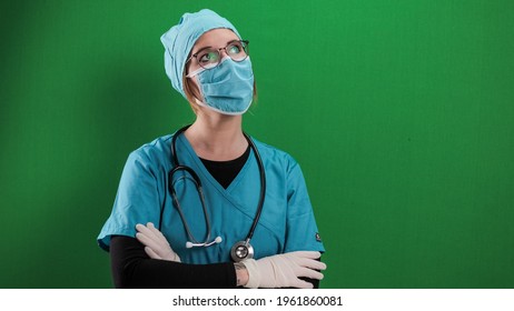 Thoughtful Look Of A Young Doctor - Studio Photography