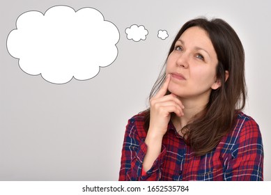 Thoughtful Woman With An Empty Thought Bubble