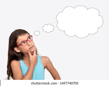 Beautiful Young Girl Glasses Thinking On Stock Photo (Edit Now) 140185321