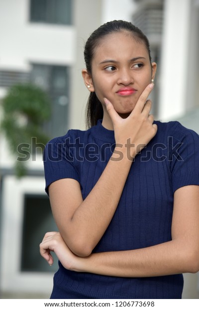 Thoughtful Youthful Filipina Teen Girl Stock Photo Edit Now