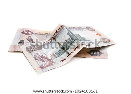 Thousand and five hundred Dirhams UAE on isolated white background