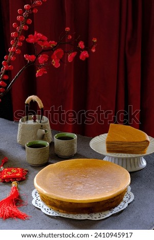 Thousand layer cake in cny concept, chinese word means healthy