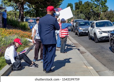 THOUSAND OAKS, CALIFORNIA - OCTOBER 17, 2019: A peaceful Pro Trump Rally supporting of the re-election of President Donald Trump for 2020.