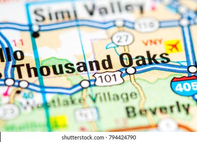 Thousand Oaks. California. USA On A Map