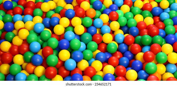 Thousands Of Colored Plastic Ball In The Game Pool