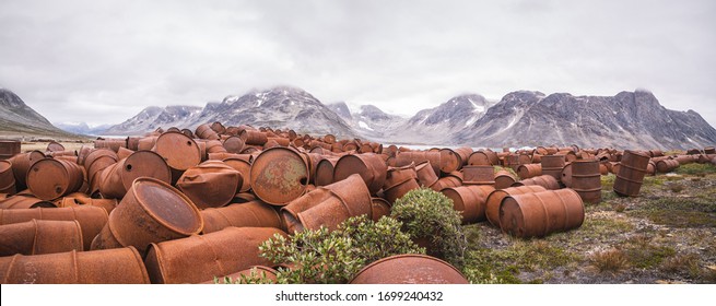 Thousands Of Oil Drums Scattered Across The Land. An Abandoned US Military Base Litters Greenland. 