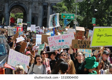Thousands of students took New York City streets in Lower Manhattan to march against climate change on September 20, 2019.