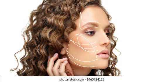 Thread Lift ,markup,face Of A Beautiful Woman