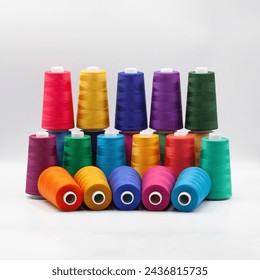 Thread spools background. Various colors sewing kit. Collection of threads. Vibrant vivid colors. Sew threads. Colorful hobby background. Tailor shop texture. - Powered by Shutterstock