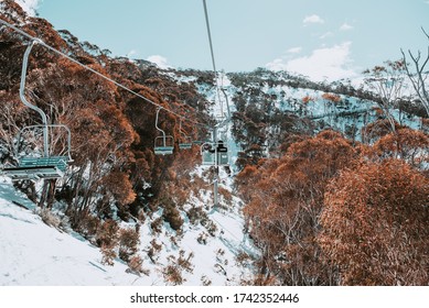 "Thredbo, NSW / Australia - August 24, 2019: Village and ski resort in the Snowy Mountains of New South Wales in the winter time"