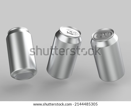 Three aluminum cans isolated on white background