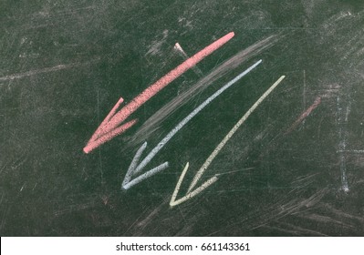 Three Arrows Pointing Down On Chalkboard Stock Photo 661143361 ...