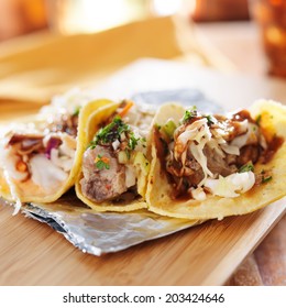 Three Asian Pork Tacos