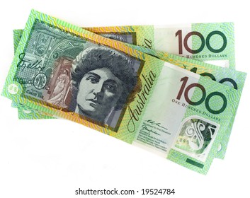 Three Australian One Hundred Dollar Banknotes