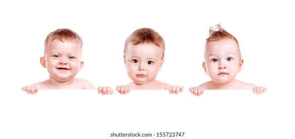 Three Babies Holding Blank Board