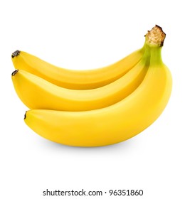 three bananas isolated on white background + Clipping Path