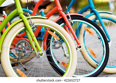 bright coloured bikes