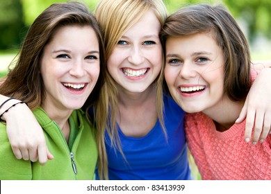 Three Beautiful Young Women Friends