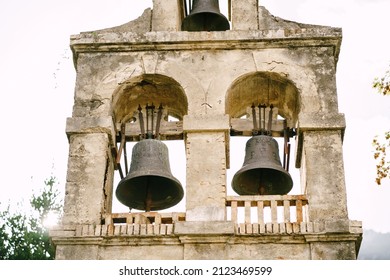 Three bells on the bell tower of the Church of the Nativity of the Virgin in Prcanj - Shutterstock ID 2123469599