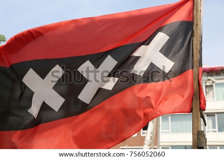 three big X on the flag of Amsterdam. The XXX is the symbol of this city in Netherlands