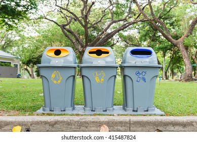 Three Bins Collection Recycle Materials Park Stock Photo (Edit Now ...