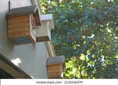 Three bird houses  - Shutterstock ID 1124146370