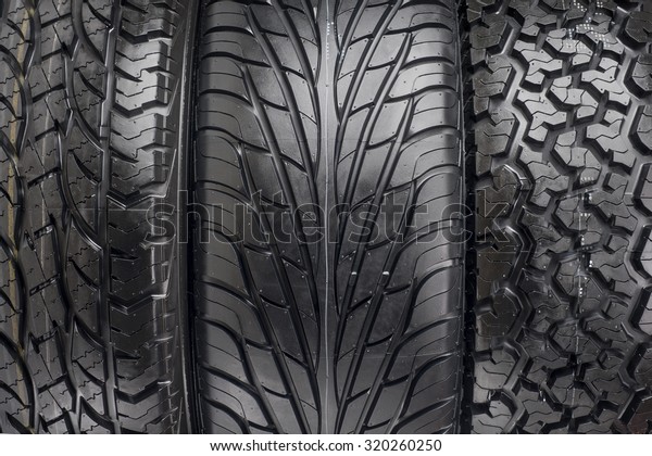 Three black tires, Texture
of tire.