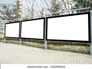 Three Blank Frame Billboard Mockup