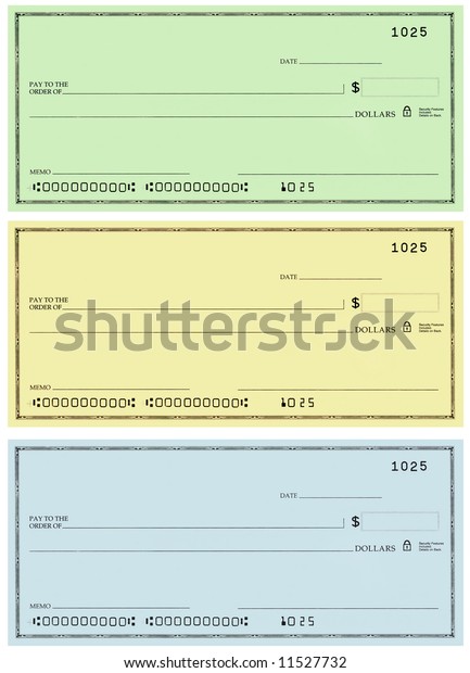 Three Blank Personal Checks No Name Stock Photo (Edit Now) 11527732