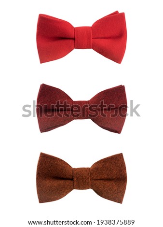 Three bow ties isolated on white background. Men's accessories for wedding