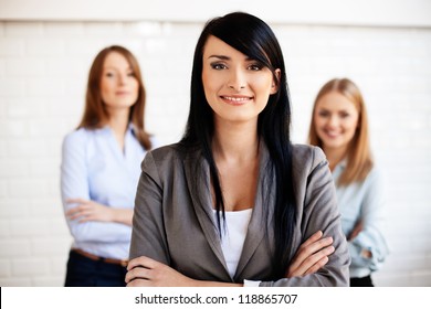 Three Business Women Smiling. Selective Focus