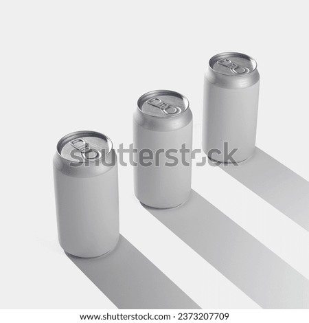 	
Three Cans Energy drink soda can mockup template isolated on light green background Blank Label