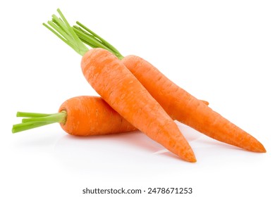 Three carrot vegetables isolated on a white background